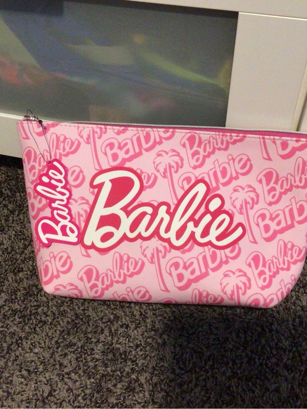 Barbie Pink Logo Cosmetic Bag with Palm Print